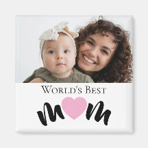 World's Best Mom Heart Photo White Custom