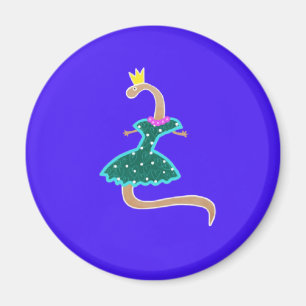 Aimant Worm dans une robe verte et une couronne