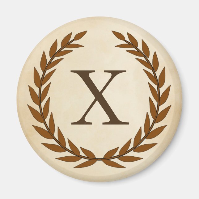 Aimant Wreath Laurel sur le monogramme de parchemin initi (Devant)