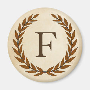 Aimant Wreath Laurel sur le monogramme initial F