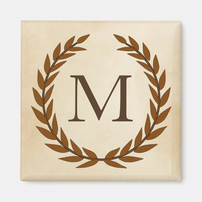 Aimant Wreath Laurel sur le monogramme initial M (Devant)