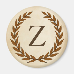 Aimant Wreath Laurel sur Parchemin Monogramme initial Z