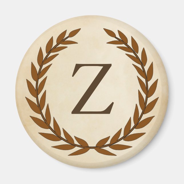Aimant Wreath Laurel sur Parchemin Monogramme initial Z (Devant)