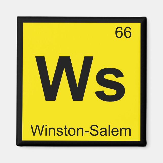 Aimant Ws - Symbole de chimie Winston-Salem Caroline du N (Devant)