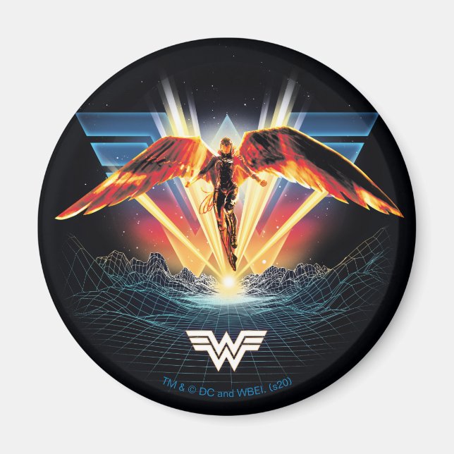 Aimant WW84 | Retrowave Wonder Woman des années 80 (Devant)
