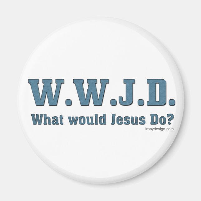 Aimant WWJD ? Que ferait Jésus ? (Devant)
