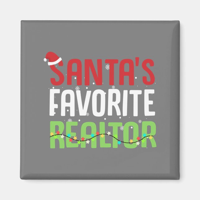 Aimant Xmas de l'agent immobilier préféré Père Noël amusa (Devant)