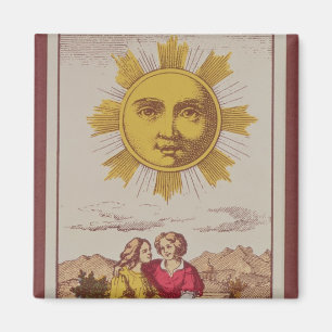 Aimant XVIIII Le Soleil, carte tarot française du Soleil