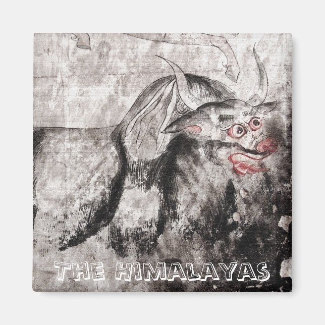 Aimant Yak, Yak - Art Tibétain Ancien (Aimant Frigo) (Devant)