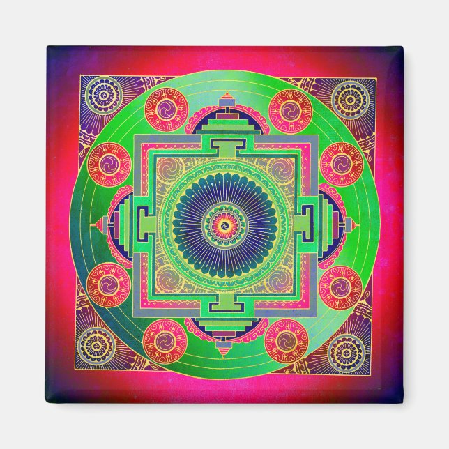 Aimant YANTRA - grande roue - vert rose (Devant)