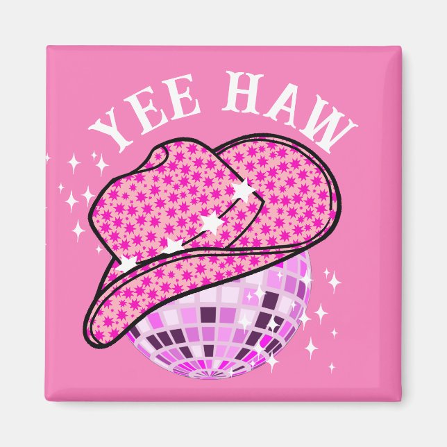 Aimant Yee Haw Rose Purple Cowgirl Disco Rodeo (Devant)