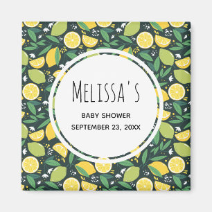 Aimant Yellow Lemon and Lime Fruit Pattern Save the Date