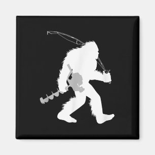 Aimant Yeti Bigfoot pêche sur glace , Noir, Petit, Hommes