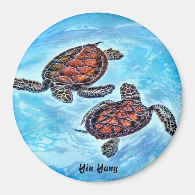 Aimant Yin Yang Baby Tortues de mer (Devant)