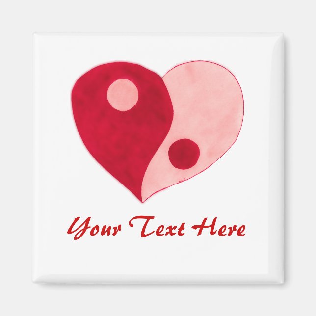 Aimant Yin Yang Heart (Rouge/Rose) (Devant)