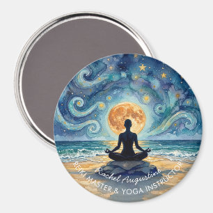 Aimant Yoga Méditation Ciel Nocturne Étoilé Lune Plage Oc