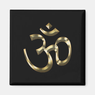 Aimant Yoga, Om Aum Icon, Symbole hindouiste, or noir