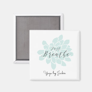 Aimant Yoga vert Respire la florale blanche