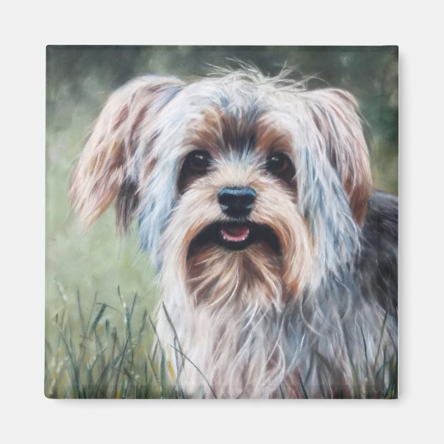 Aimant Yorkie Yorkshire Terrier en été (Devant)