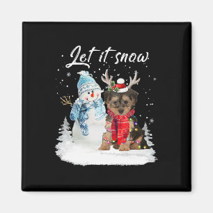 Aimant Yorkipoa Père Noël Chien Noël Snowman Noël Pajama