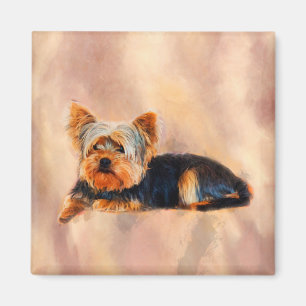 Aimant Yorkshire Terrier Chien Art Watercolor Portrait