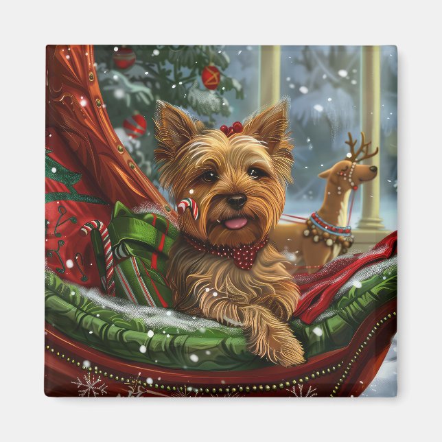 Aimant Yorkshire Terrier Chien Fête de Noël (Devant)