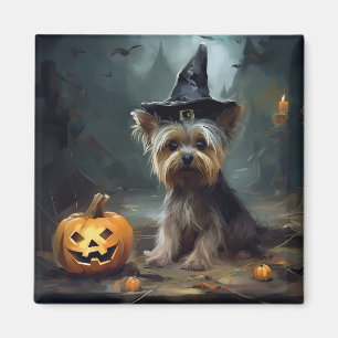 Aimant Yorkshire Terrier Citrouilles Halloween effrayant