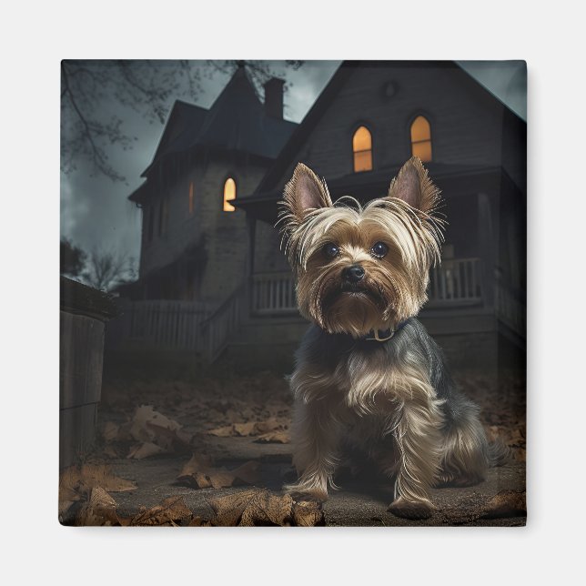 Aimant Yorkshire Terrier Halloween effrayant (Devant)