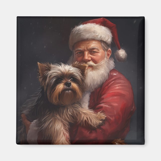 Aimant Yorkshire Terrier Santa Claus Festive Noël (Devant)