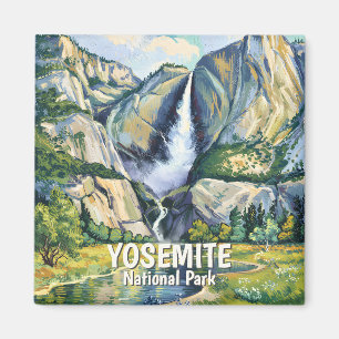 Aimant Yosemite Bridalveil Fall Coloré Van Gogh Vintage