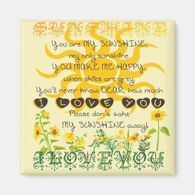 Aimant You are my sunshine. (Devant)