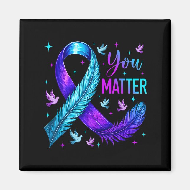 Aimant You Ribbon Bird Suicide Prevention Awareness  (Devant)