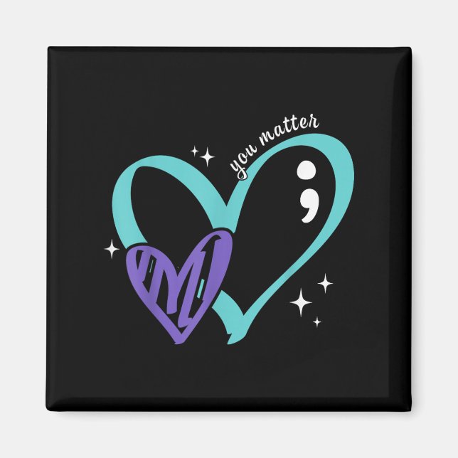 Aimant You Suicide Prevention Awareness Teal &amp; Purple (Devant)