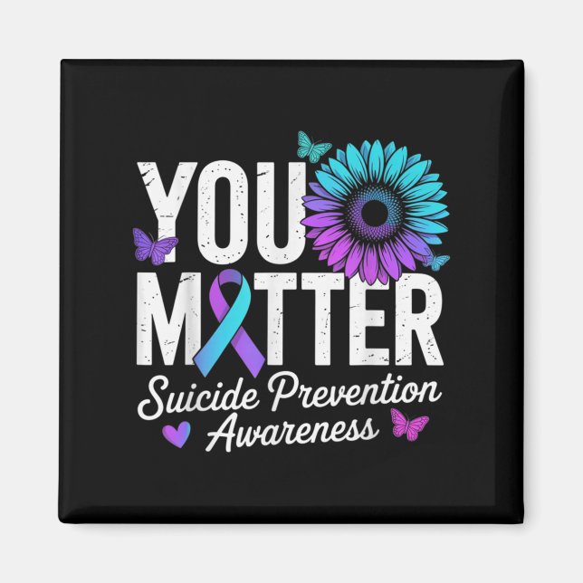 Aimant You Suicide Prevention Awareness Teal &amp; Purple (Devant)
