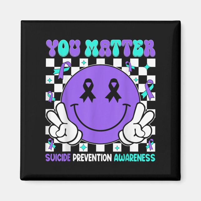 Aimant You Suicide Prevention Awareness Teal Purple Ribbo (Devant)