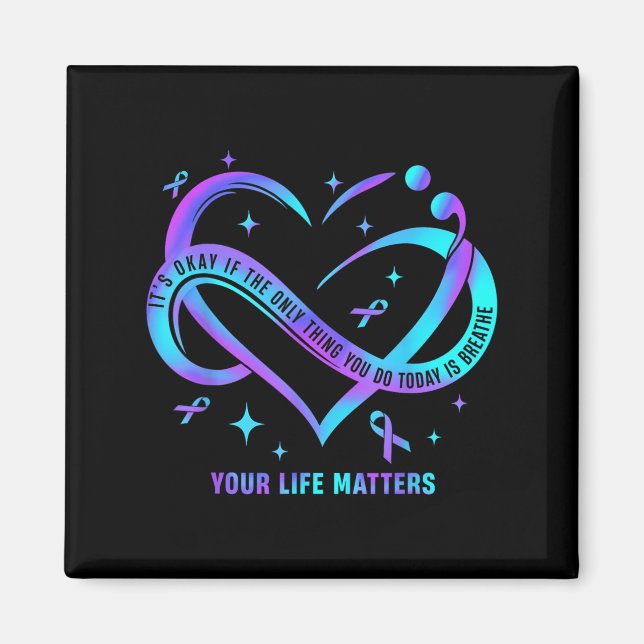 Aimant Your Life S Suicide Prevention Teal Purple Heart R (Devant)