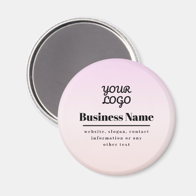 Aimant Your Logo & Text | Pink & Peach Ombre (Recto/Verso)
