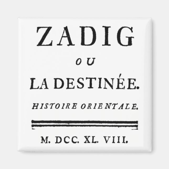 Aimant Zadig, ou Le Livre de la destinée - Descartes (Devant)