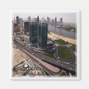 Aimant zAE015 SHARJAH, SKYLINE, Émirats arabes unis, réfr