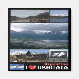 Aimant zAR008 USHUAIA I Love, Mosaic, Argentine, Fridge