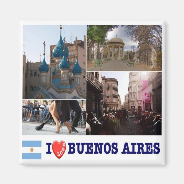 Aimant zAR040 BUENOS AIRES I Love, Mosaic, Frigo (Devant)