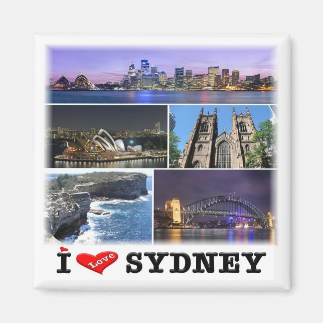 Aimant zAU014 SYDNEY, Mosaïque, Australie, Océanie, Réfri (Devant)