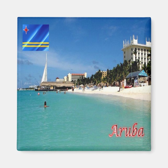 Aimant zAW008 ARUBA, Palm Beach, Panorama, Réfrigérateur (Devant)