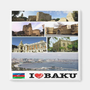 Aimant zAZ009 I Love BAKU, Azerbaijan, Asia. Réfrigérateu