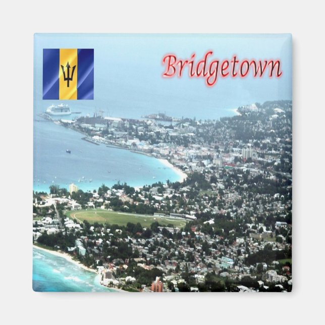 Aimant zBB009 BRIDGETOWN, Vue aérienne, Barbade, réfrigér (Devant)