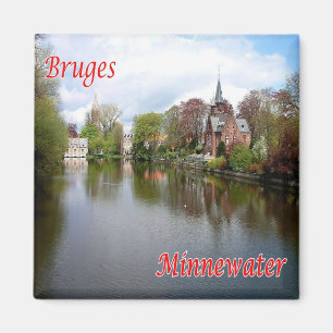 Aimant zBE036 BRUGES Minnewaterl, Belgique, Fridge