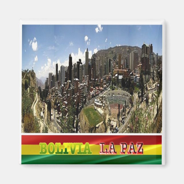 Aimant zBO017 LA PAZ, Bolivie, Amérique, Réfrigérateur (Devant)