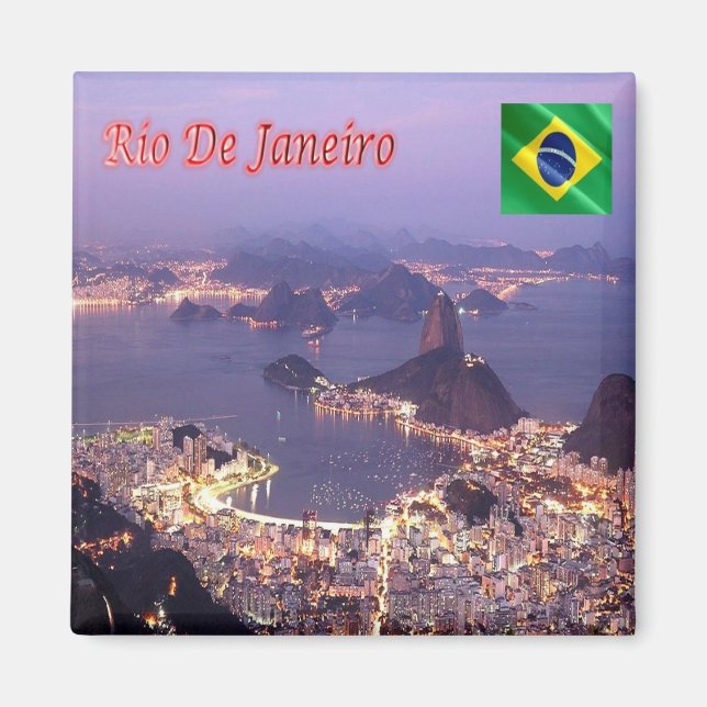 Aimant zBR022 RIO DE JANEIRO Par Nuit, Brésil, Frigo (Devant)