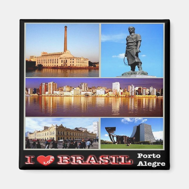 Aimant zBR029 BRÉSIL I Love, Porto Alegre, Mosaïque, Frig (Devant)
