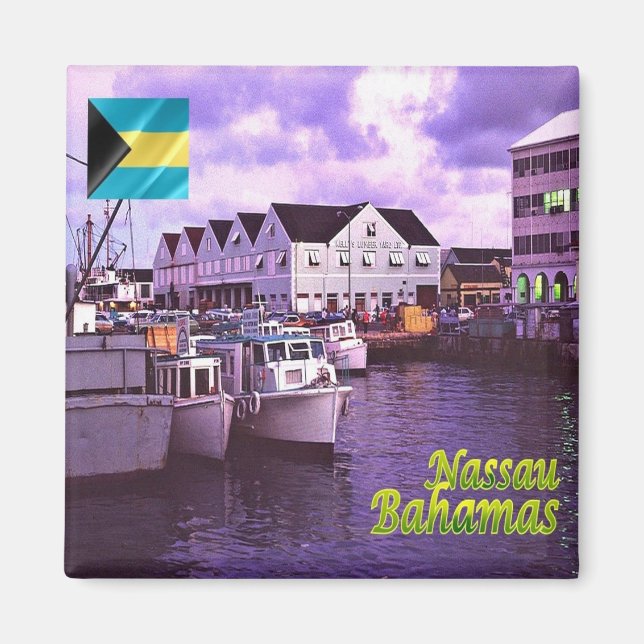 Aimant zBS007 NASSAU, Panorama, Bahamas, Amérique, Réfrig (Devant)